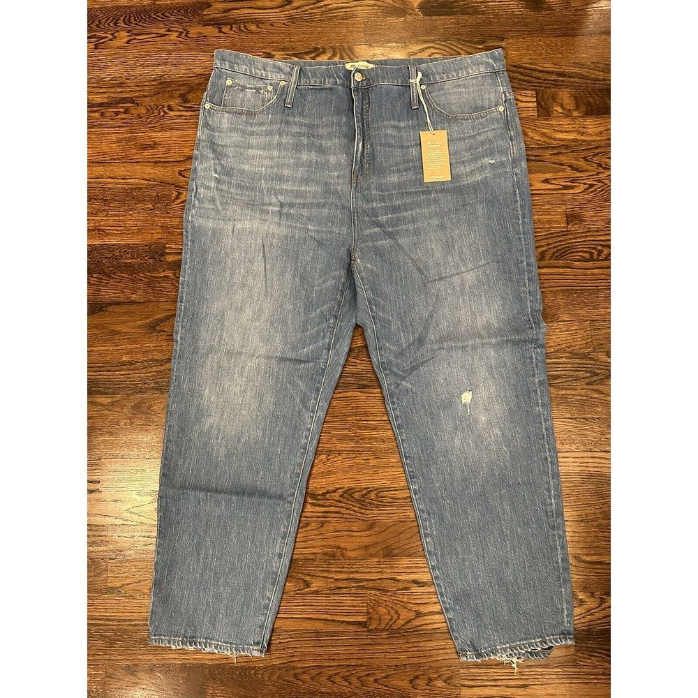 NWT Madewell Classic Straight Jeans in Novello Wash High Rise Distressed‎ 37
